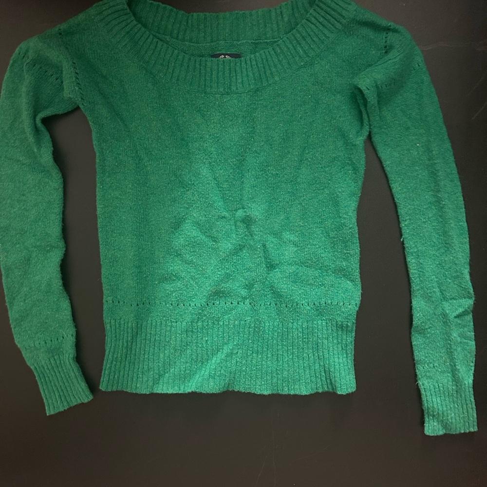 American Eagle Outfitters Emerald Green Crew Neck Sweater